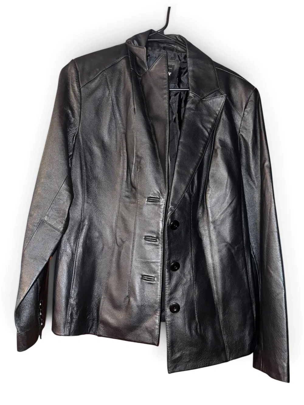 Vintage East 5th Genuine Leather Blazer Jacket Women’s Large Black 90s Y2K